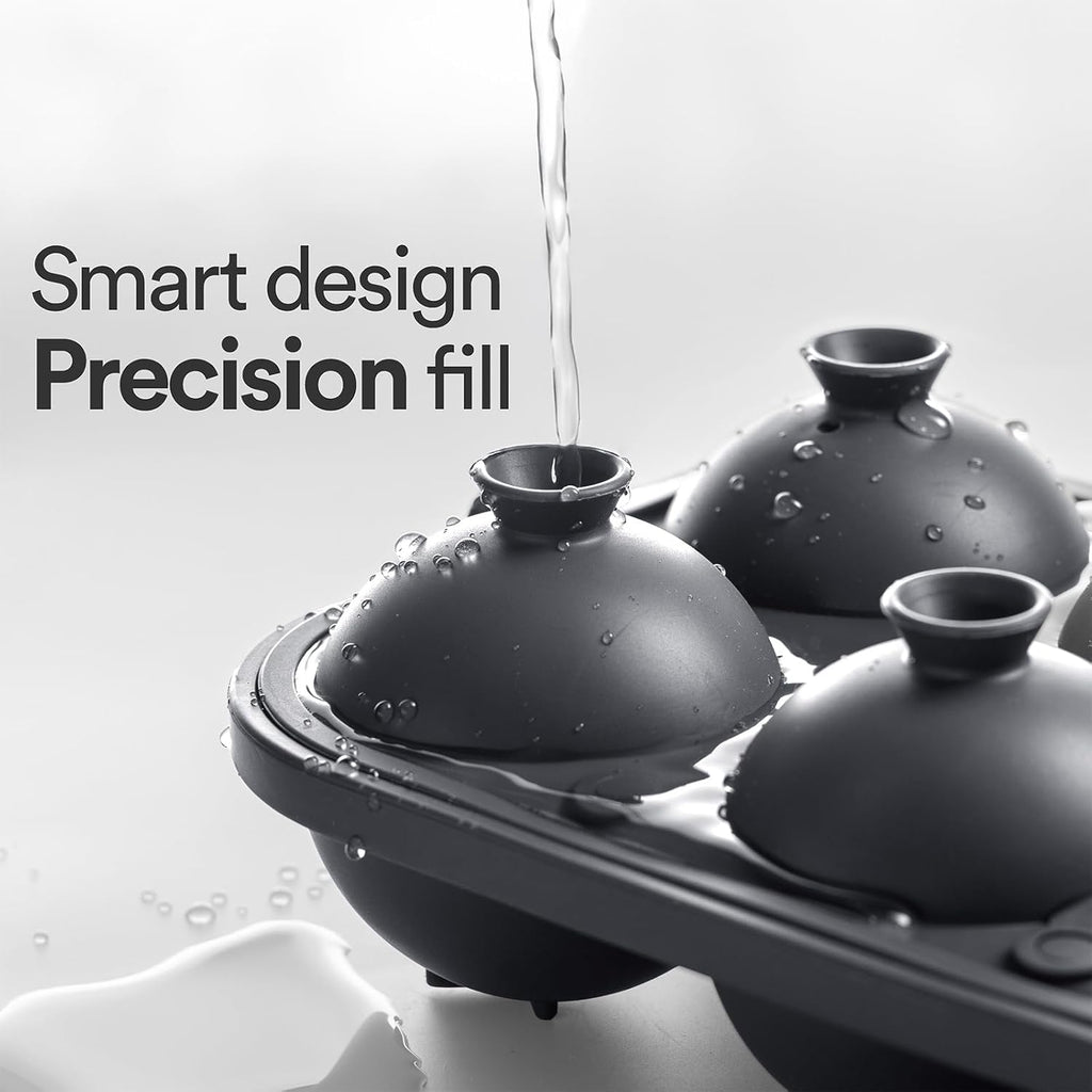 Ice Cube Molds – Large Silicone Ice & Sphere Mold Combo with Built-In Easy-Fill Funnel 2-Inch round & Square Whiskey Ice Molds for Cocktails & Bourbon