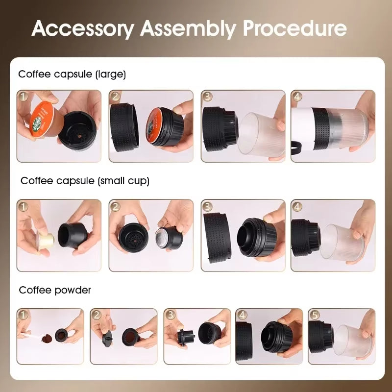 Youpin Coffee Machine Wireless Electric Portable Espresso Coffee Machine Maker 3-In-1 Capsule Powder Travel Coffee Maker